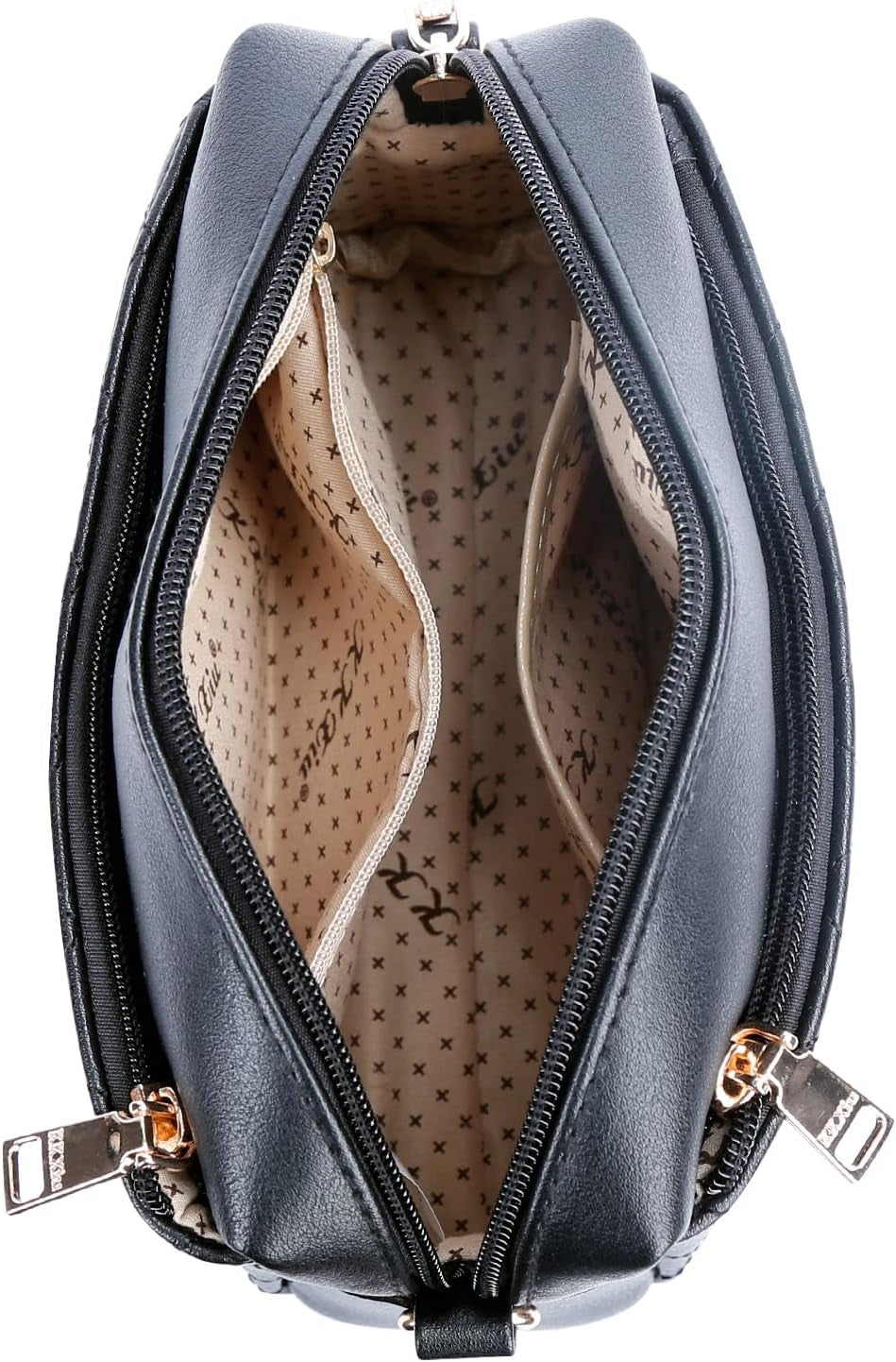 Triple Zip Lightweight Small Crossbody Bags for Women Quilted Shoulder Purses and Handbags