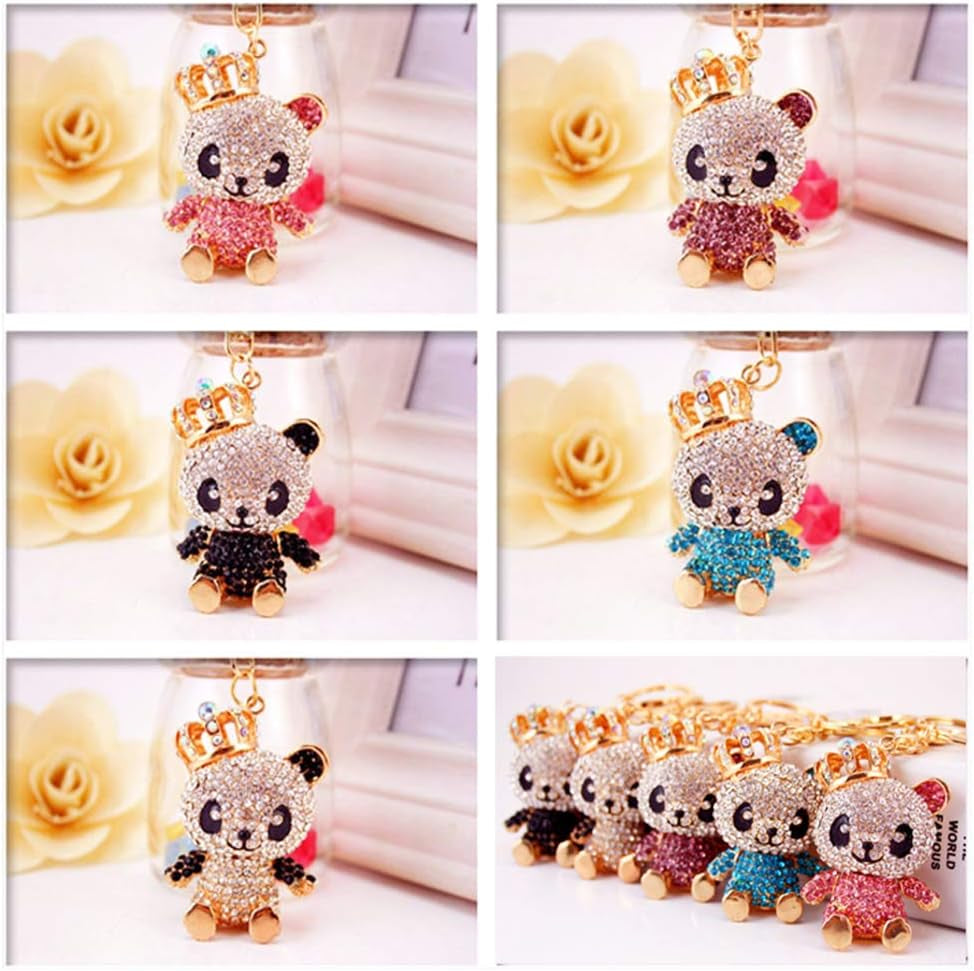 Cute Panda Shape Crystal Rhinestone Sparkling Keychain Bag Pendant Handbag Charm for Women Girls