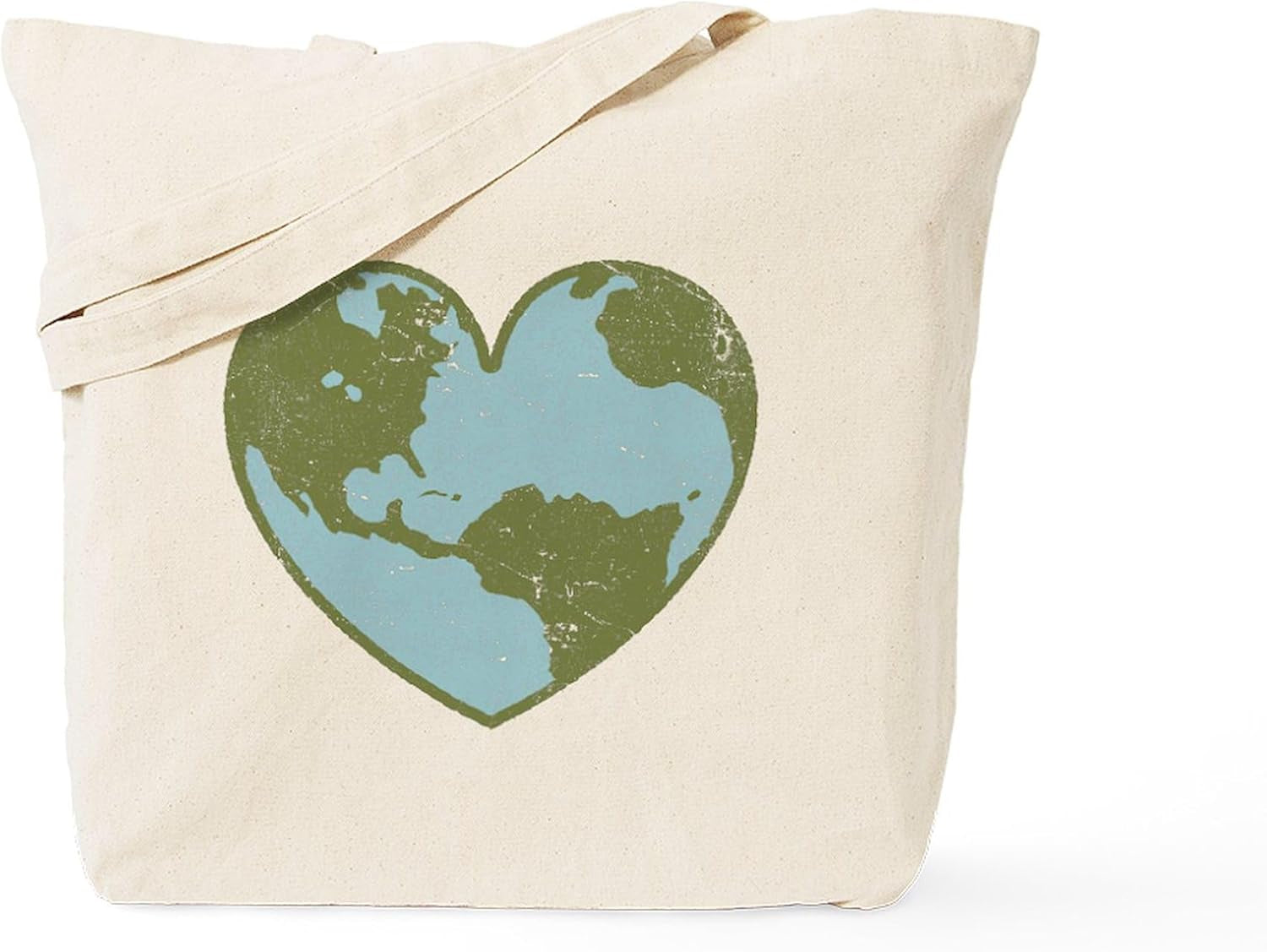 Earth Love Tote Bag Natural Canvas Tote Bag, Reusable Shopping Bag