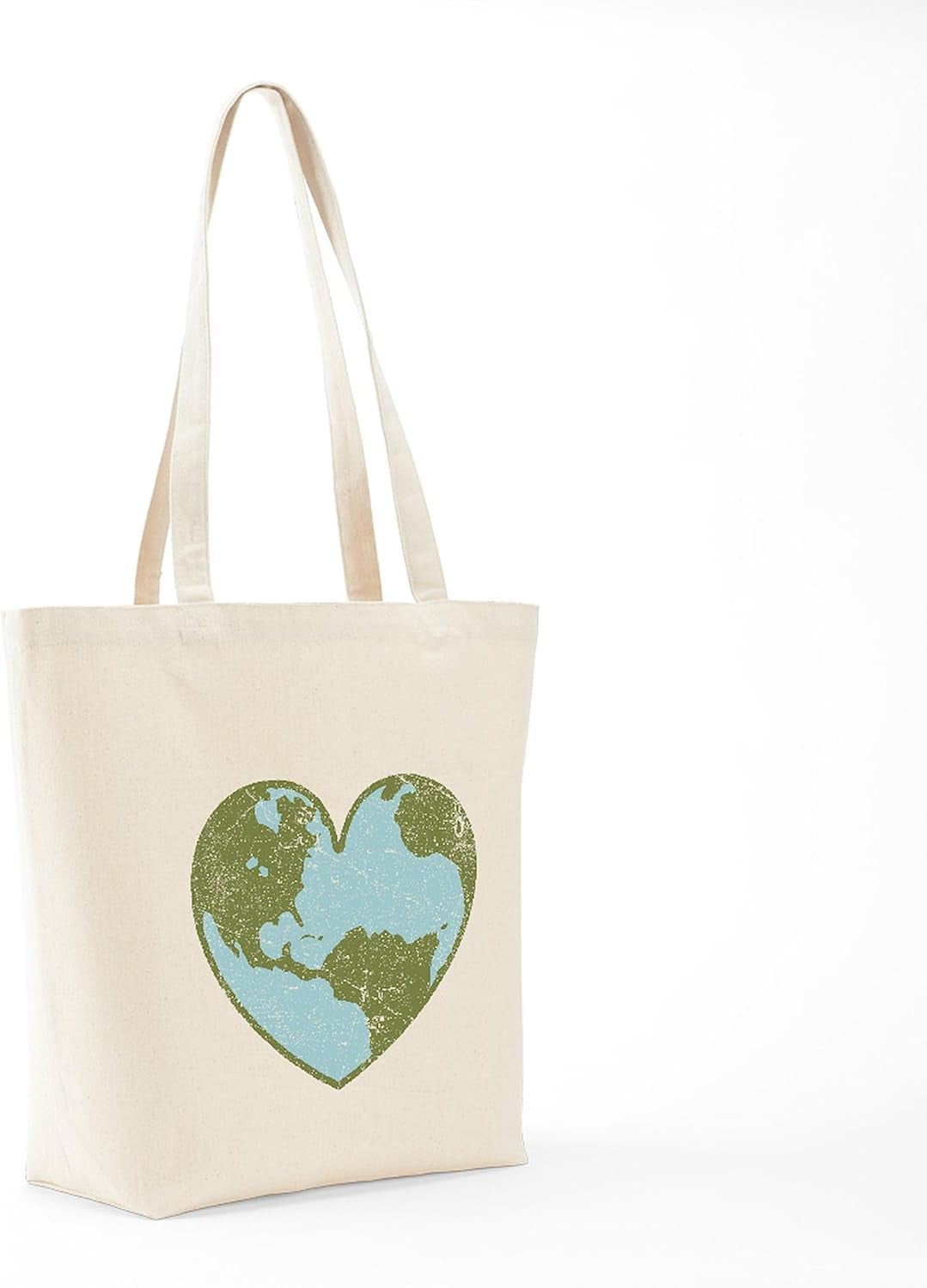 Earth Love Tote Bag Natural Canvas Tote Bag, Reusable Shopping Bag