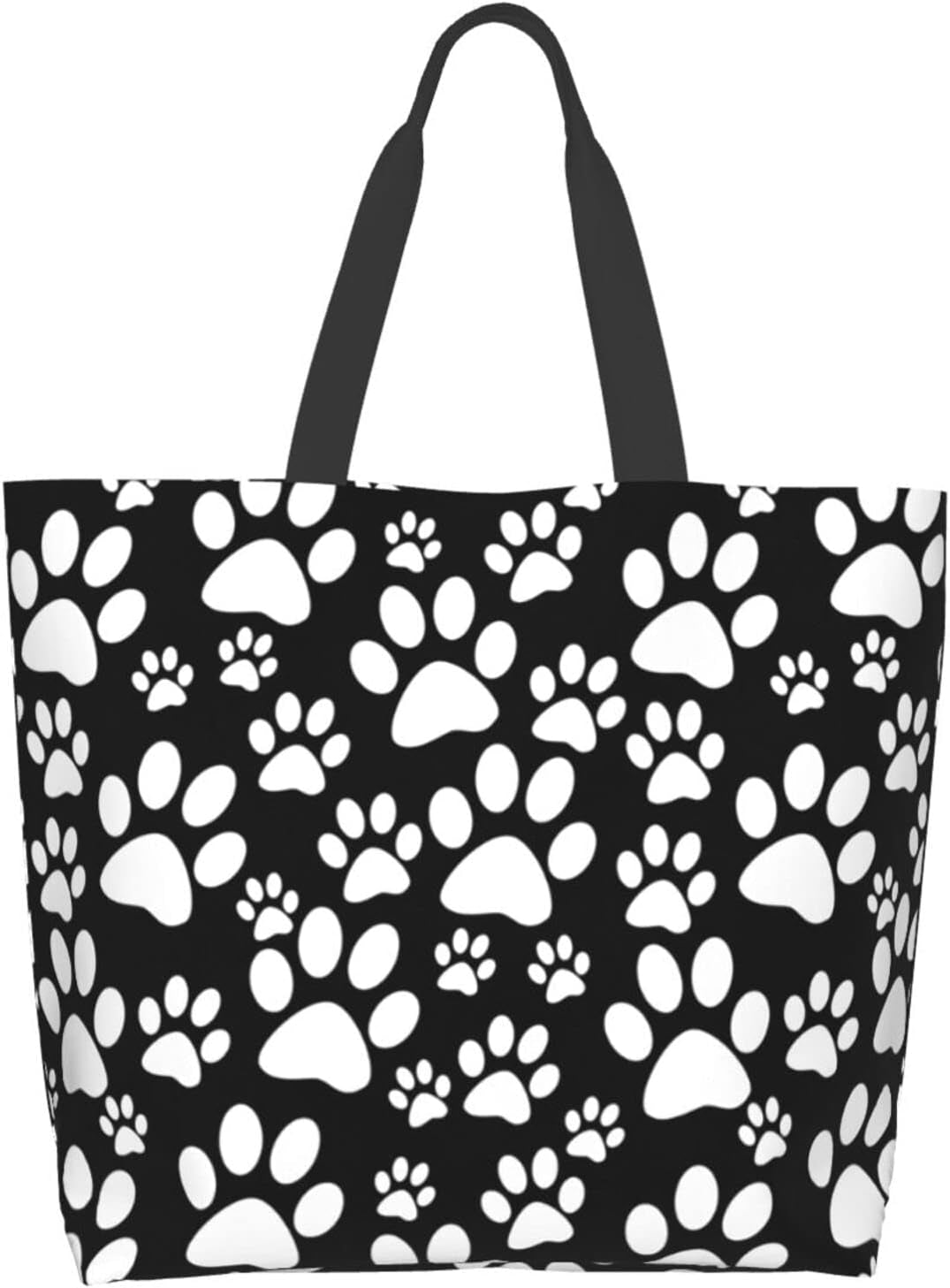 Dog Paws Canvas Tote Bag Large Women Casual Shoulder Bag Handbag, Reusable Multipurpose Heavy Duty Shopping Grocery Shoulder Bag for Outdoors.