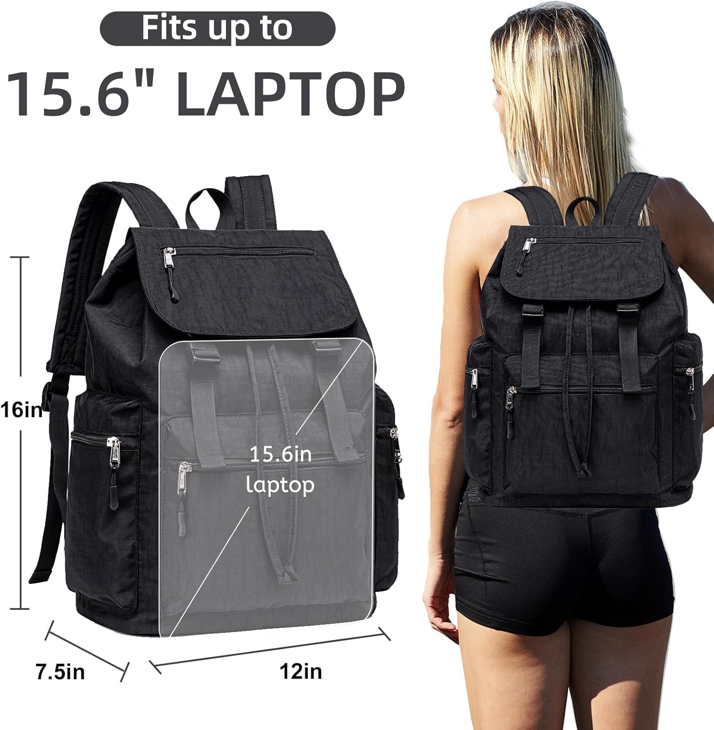 Girls School Backpack Women College Bookbag Lady Travel Rucksack 15.6Inch Laptop Bag with Charge Port