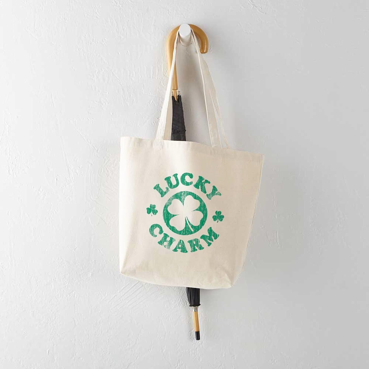 Vintage Lucky Charm Tote Bag Natural Canvas Tote Bag, Reusable Shopping Bag