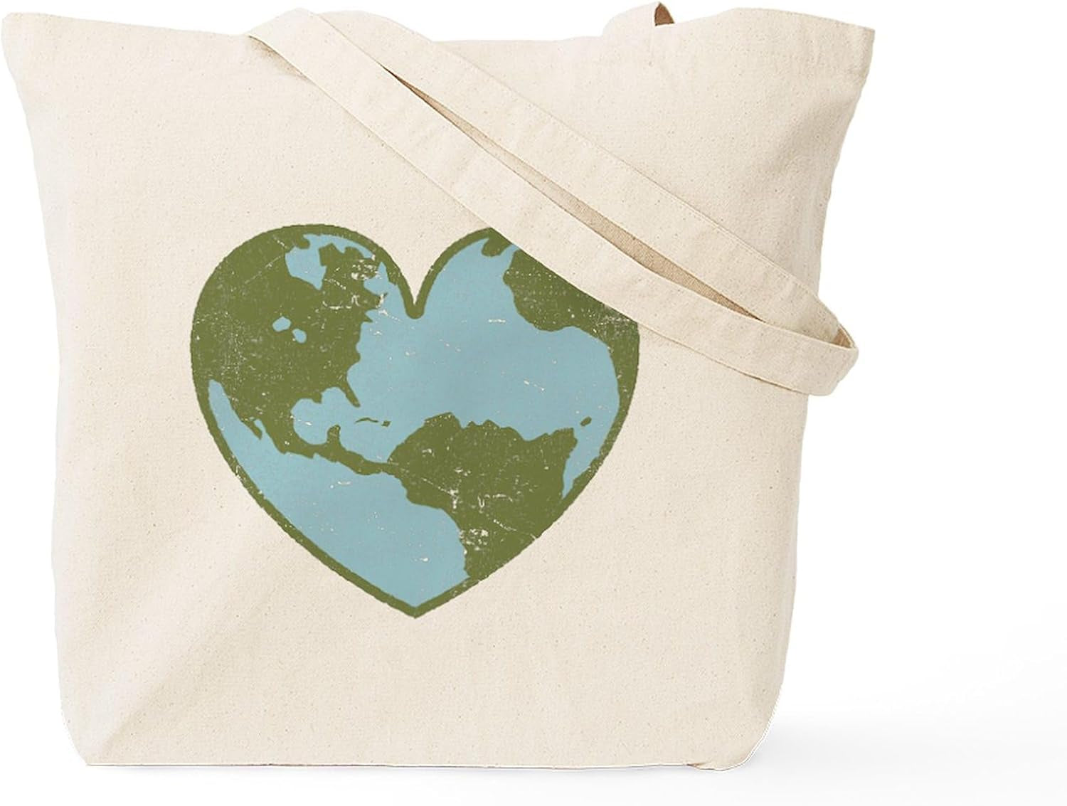 Earth Love Tote Bag Natural Canvas Tote Bag, Reusable Shopping Bag
