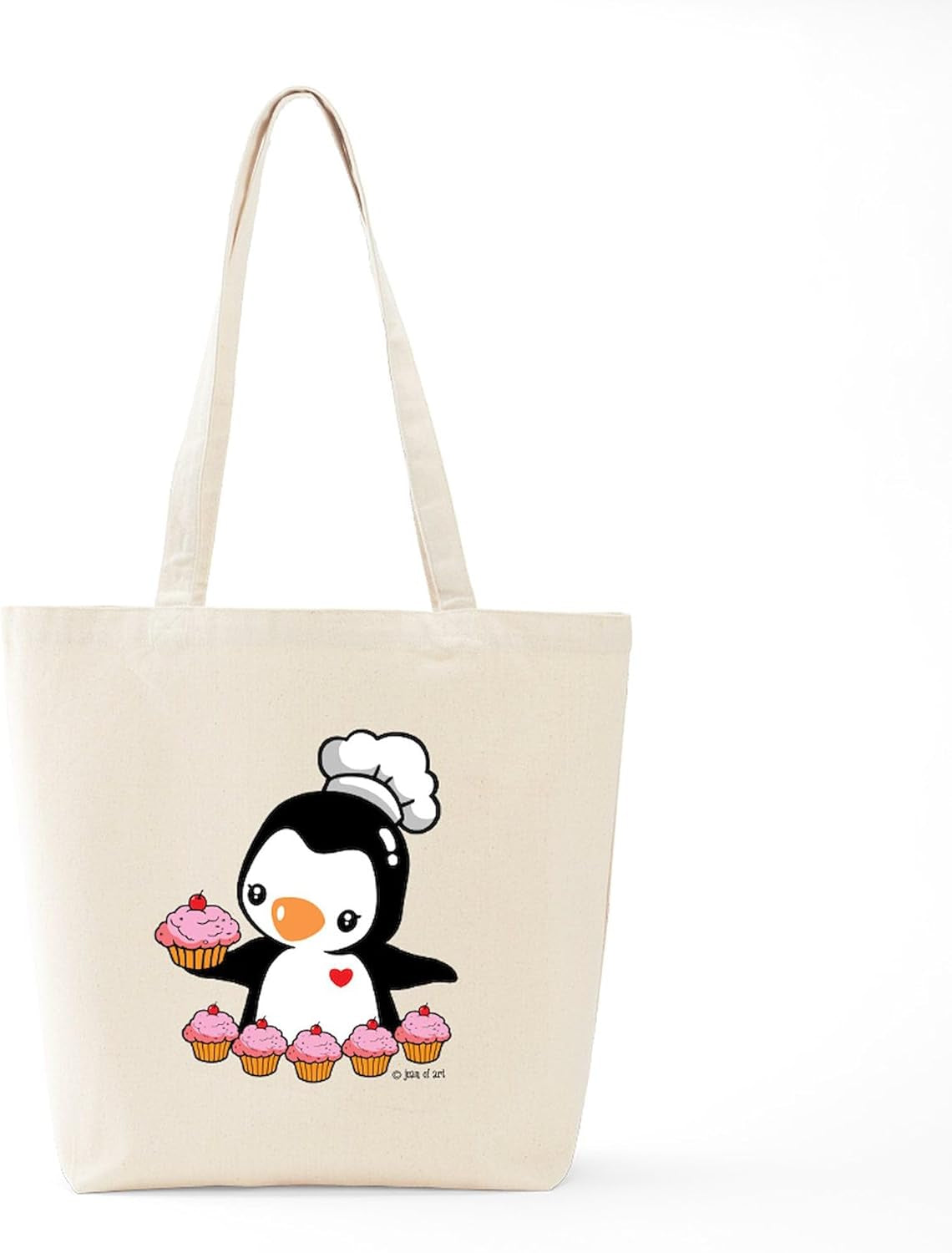 Cooking Penguin Tote Bag Reusable Natural Beige Canvas Shopping Bag
