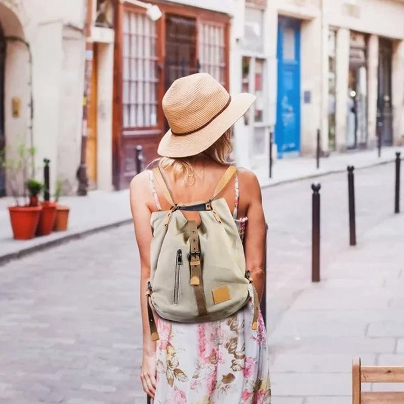 Adjustable Canvas Backpack Women Bag