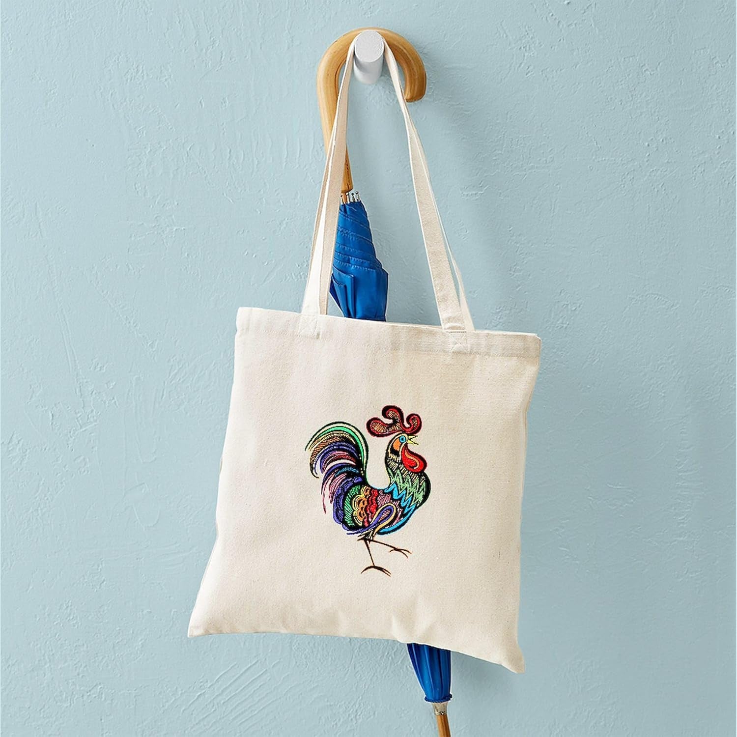 Rooster Tote Bag Natural Canvas Tote Bag, Reusable Shopping Bag