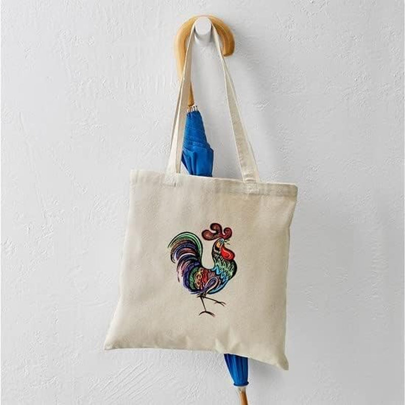 Rooster Tote Bag Natural Canvas Tote Bag, Reusable Shopping Bag
