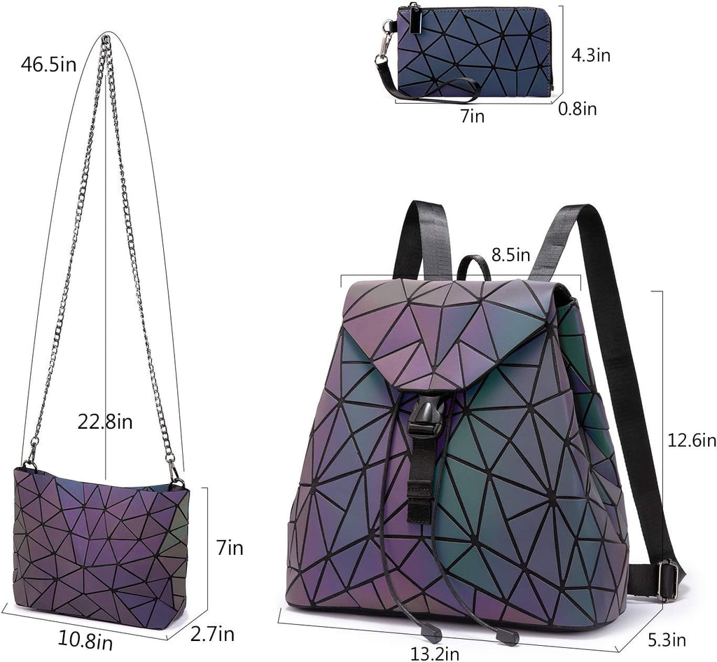 Geometric Luminous Purses and Handbags for Women Holographic Reflective Crossbody Bag Wallet