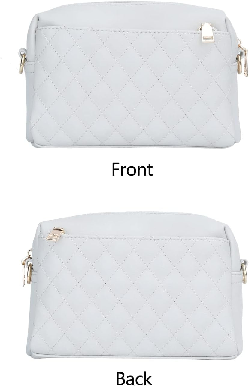 Triple Zip Lightweight Small Crossbody Bags for Women Quilted Shoulder Purses and Handbags