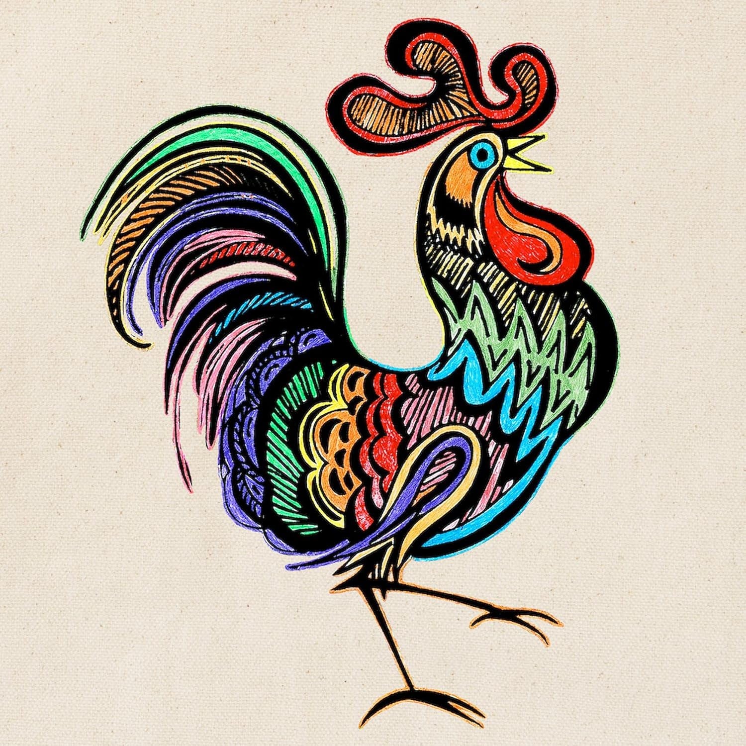 Rooster Tote Bag Natural Canvas Tote Bag, Reusable Shopping Bag