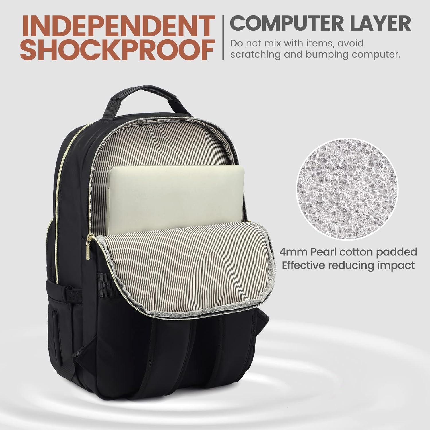 Laptop Backpack for Women 15.6 Inch,Cute Womens Travel Backpack Purse,Professional Laptop Computer Bag,Waterproof Work Business College Teacher Bags Carry on Backpack with USB Port,Black