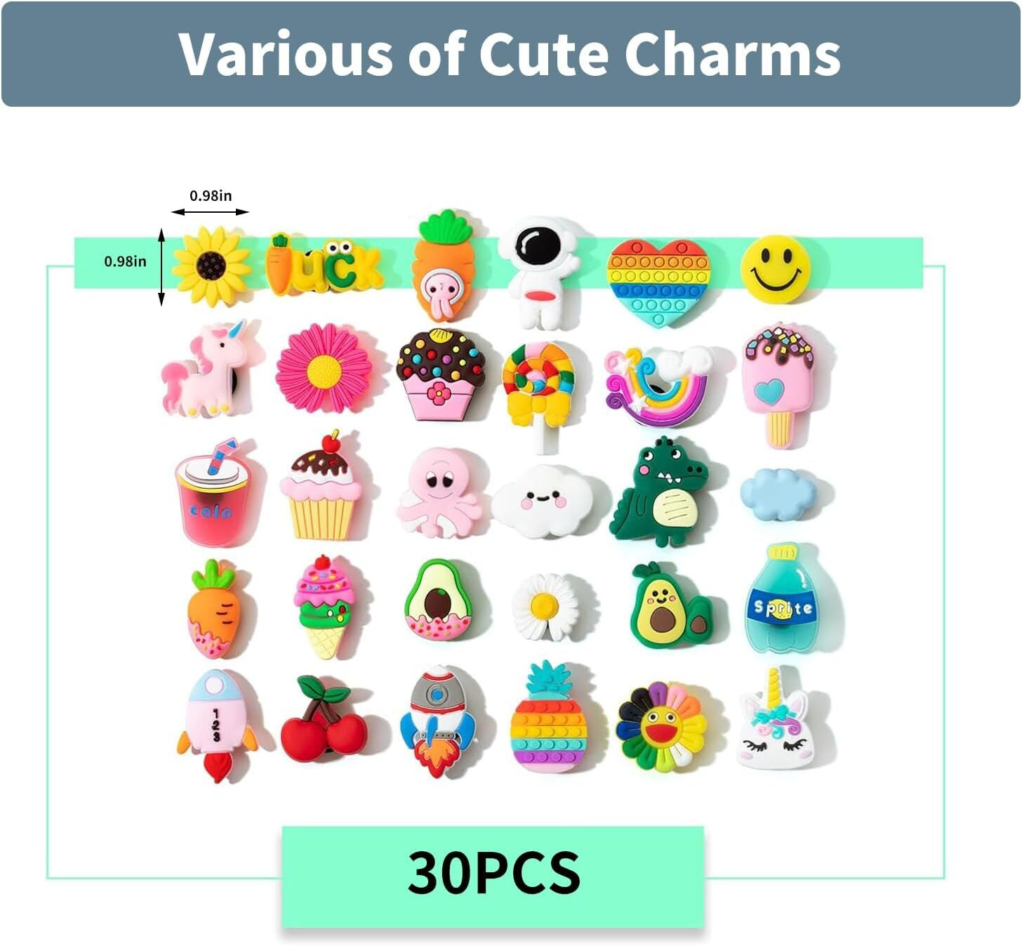 Bag Charms for Bogg Bag Accessories 30PCS PVC Cute Decorative Bogg Bag Charms Fo
