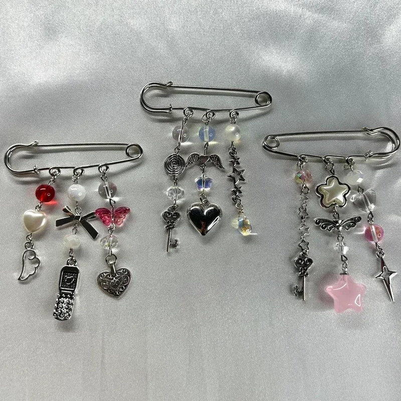 Beaded Bag Pins | Bag Accessories, Safety Pin Bag Charm, Coquette Core, Cottage Core, Y2K, Gifts for Valentines Day