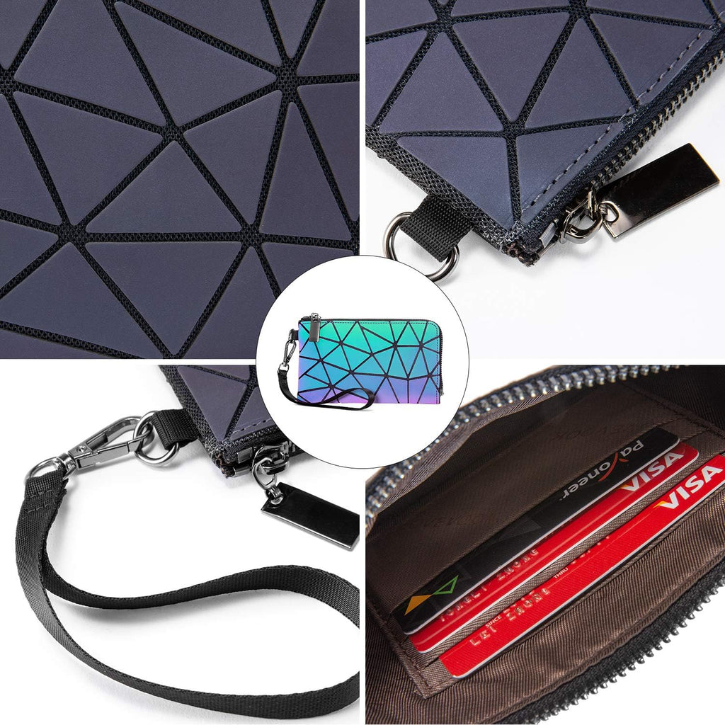Geometric Luminous Purses and Handbags for Women Holographic Reflective Crossbody Bag Wallet