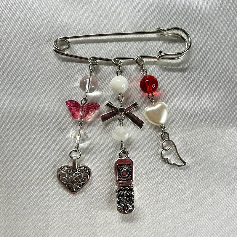 Beaded Bag Pins | Bag Accessories, Safety Pin Bag Charm, Coquette Core, Cottage Core, Y2K, Gifts for Valentines Day
