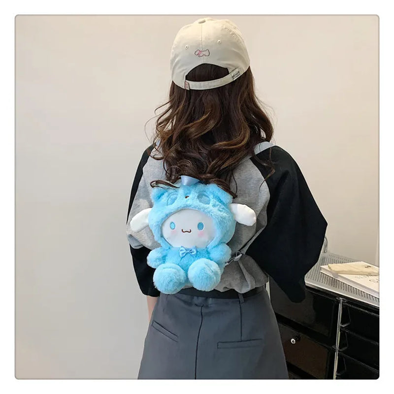 22Cm Kawaii  Plush Backpack Anime Kuromi Hello Kitty Cinnamoroll Plushie Bag Anime Cartoon Shoulder Backpacks Girl Gifts