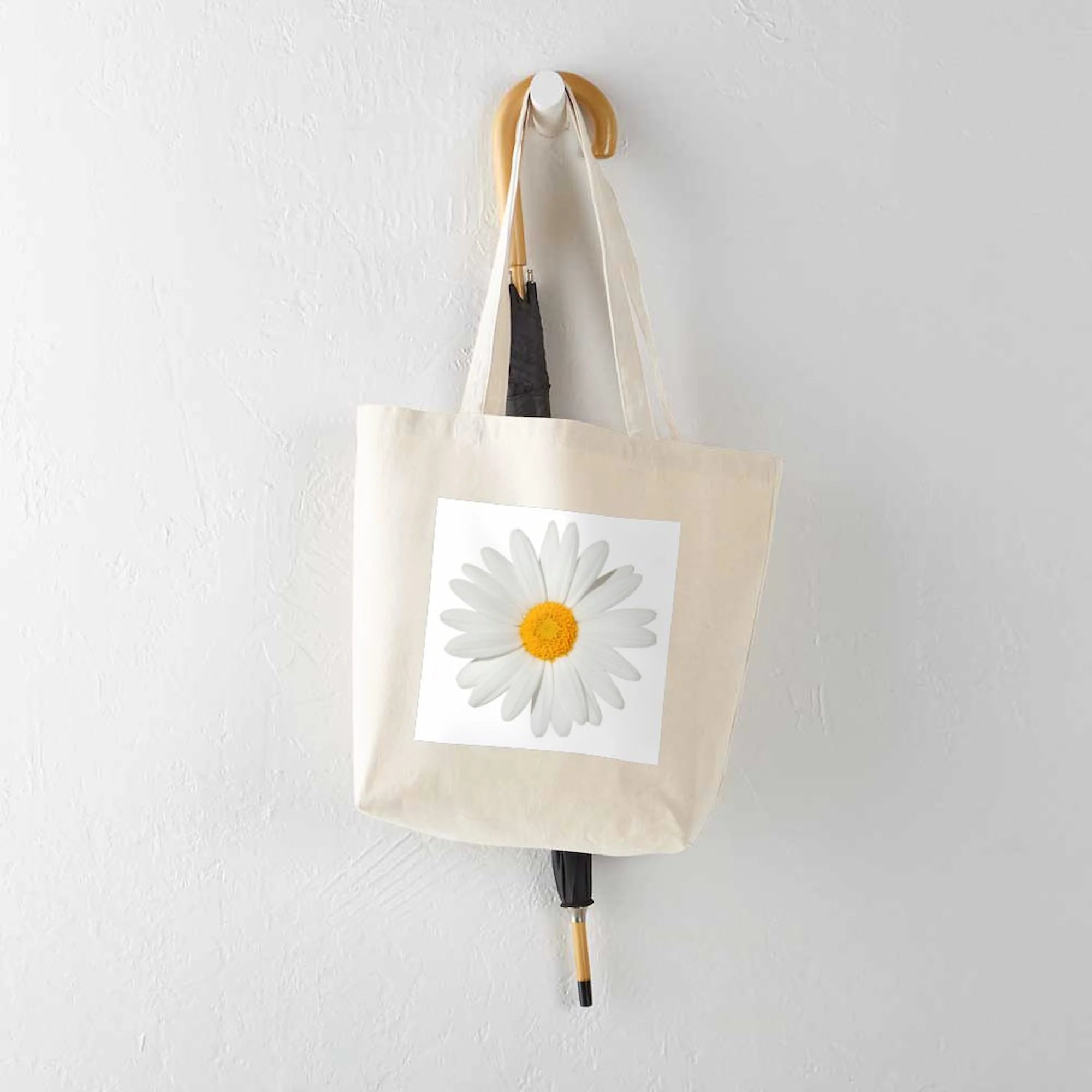 - Daisy Tote Bag - Unisex Canvas Tote Bag, Beige, 1-Piece