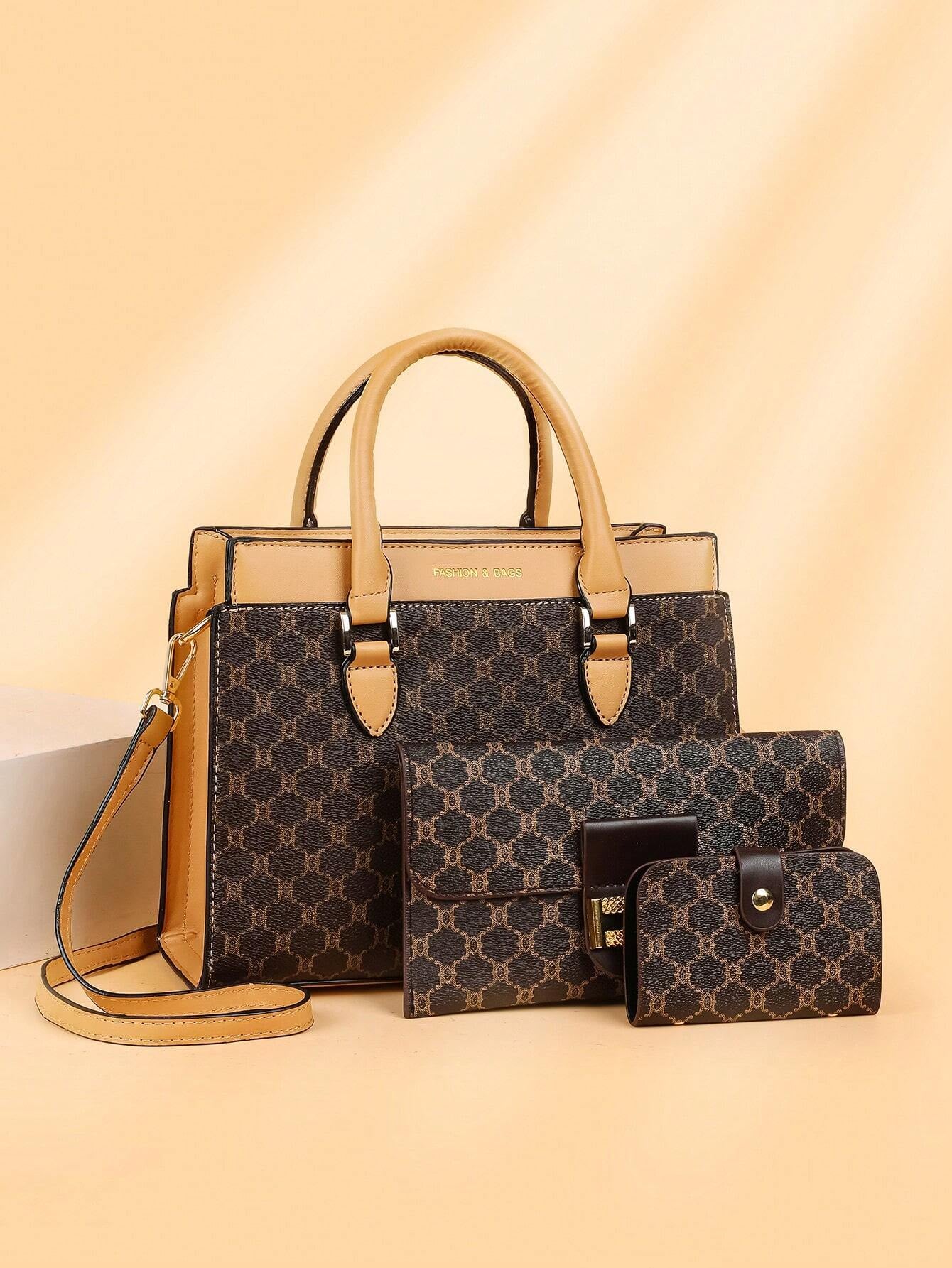 3Pcs Set Multi Color Plaid Leather Tote Bag Shoulder Crossbody Bag, Fashionable & Versatile Handbag with Large Capacity, Suitable for Middle-Aged Women Everyday Use