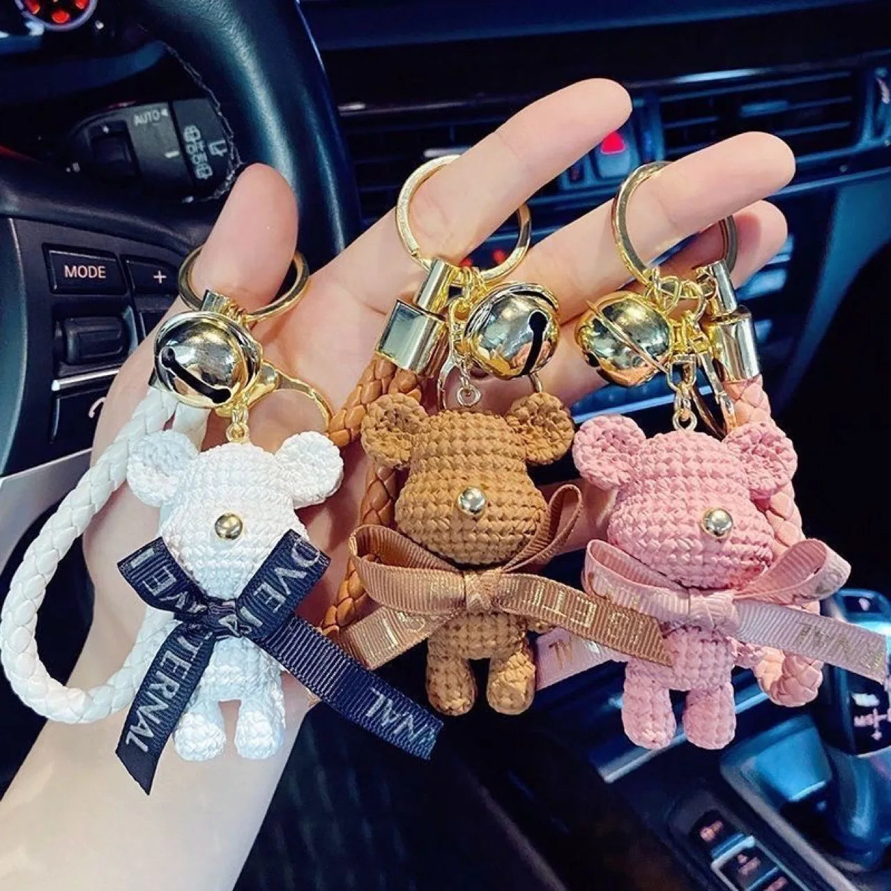 Creative Bear Keychain Cute Bear Keychain Jewelry Resin Trinket Kids Girls Gift Women Bag Charms Phone Doll Pendant Car Keyring