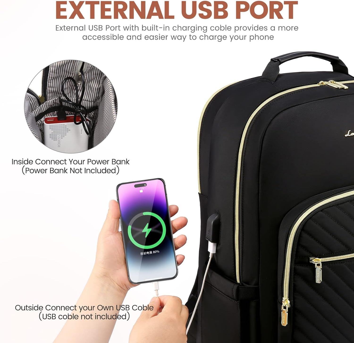 Laptop Backpack for Women 15.6 Inch,Cute Womens Travel Backpack Purse,Professional Laptop Computer Bag,Waterproof Work Business College Teacher Bags Carry on Backpack with USB Port,Black