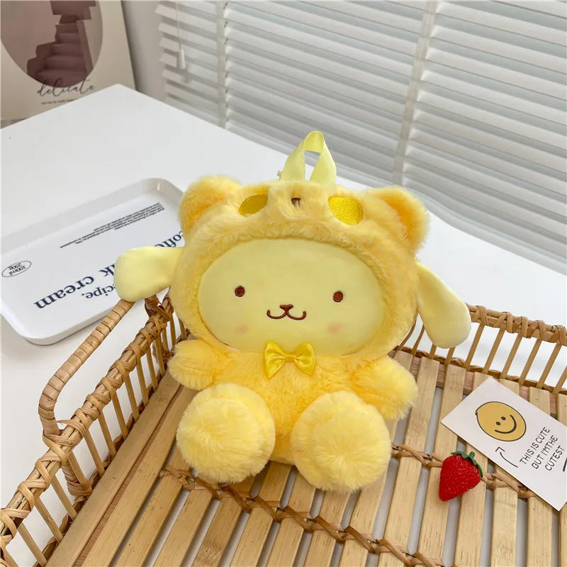 22Cm Kawaii  Plush Backpack Anime Kuromi Hello Kitty Cinnamoroll Plushie Bag Anime Cartoon Shoulder Backpacks Girl Gifts