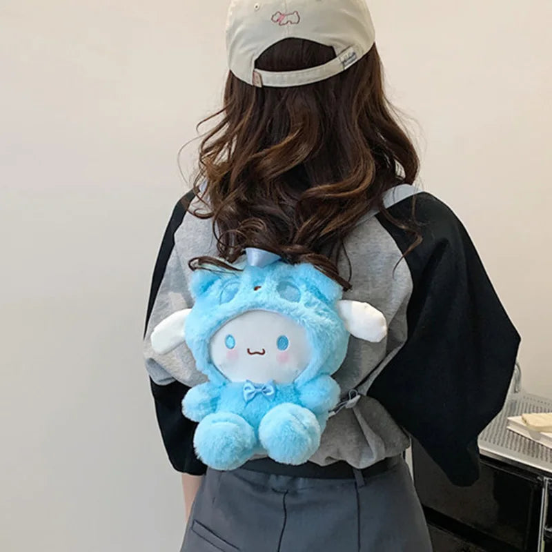 22Cm Kawaii  Plush Backpack Anime Kuromi Hello Kitty Cinnamoroll Plushie Bag Anime Cartoon Shoulder Backpacks Girl Gifts