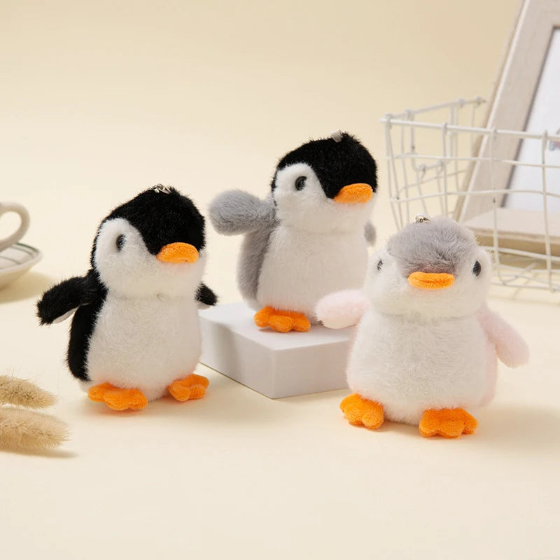 Plush Soft Stuffed Toy Keychains Cute Cartoon Penguin Doll Bag Charms Pendant Accessories Car Keyrings for Girls Kawaii Gift
