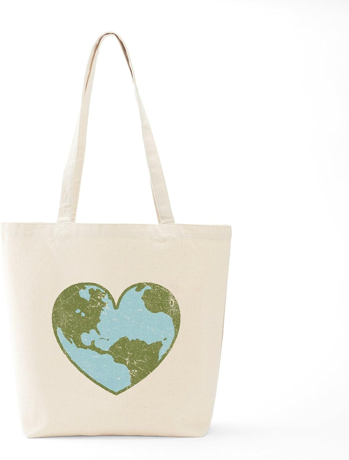 Earth Love Tote Bag Natural Canvas Tote Bag, Reusable Shopping Bag