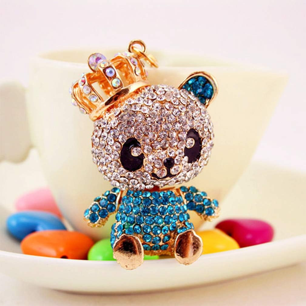 Cute Panda Shape Crystal Rhinestone Sparkling Keychain Bag Pendant Handbag Charm for Women Girls