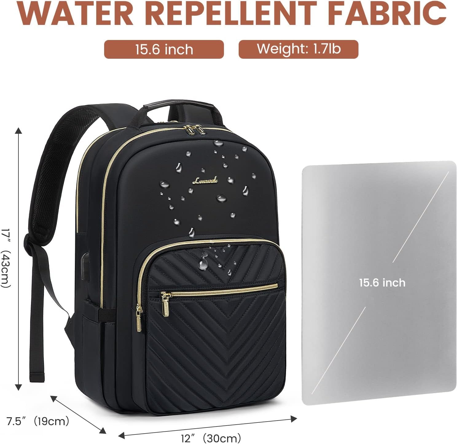 Laptop Backpack for Women 15.6 Inch,Cute Womens Travel Backpack Purse,Professional Laptop Computer Bag,Waterproof Work Business College Teacher Bags Carry on Backpack with USB Port,Black