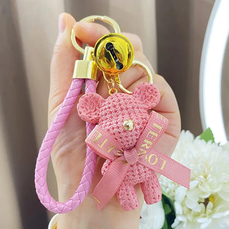 Creative Bear Keychain Cute Bear Keychain Jewelry Resin Trinket Kids Girls Gift Women Bag Charms Phone Doll Pendant Car Keyring