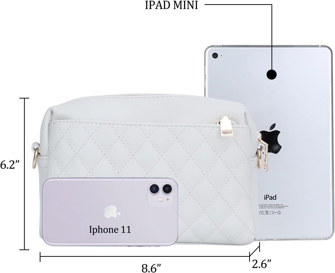 Triple Zip Lightweight Small Crossbody Bags for Women Quilted Shoulder Purses and Handbags