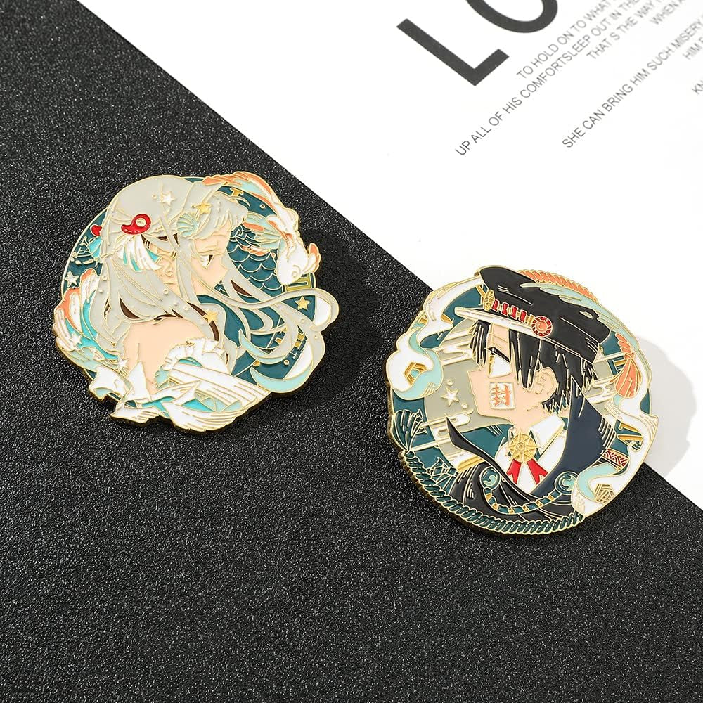 2Pcs Toilet Bound Hanako Kun Pins Set, Anime Manga Yashiro Nene Hanako Kun Merch Metal Enamel Pins Set, Brooch Lapel Pins for Backpack Bag Accessories, Anime Fans Collection Gifts