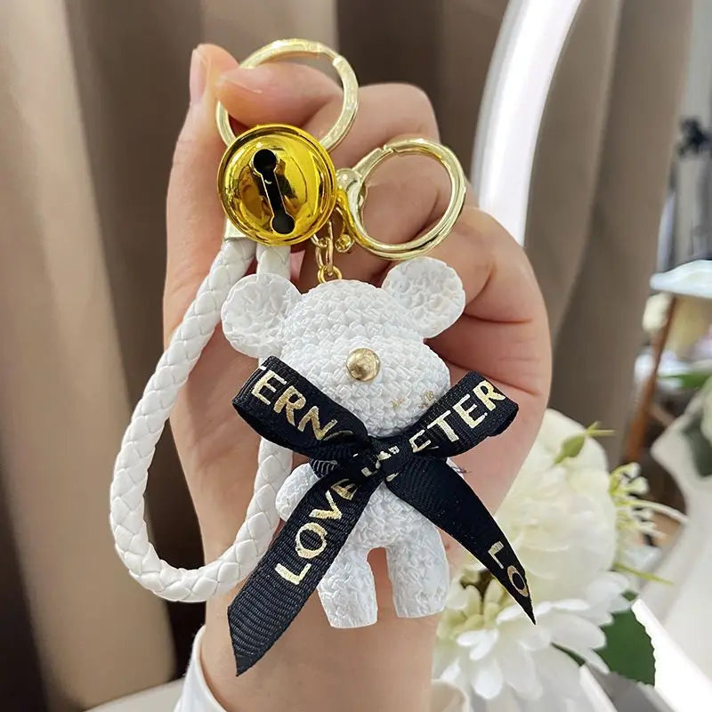 Creative Bear Keychain Cute Bear Keychain Jewelry Resin Trinket Kids Girls Gift Women Bag Charms Phone Doll Pendant Car Keyring