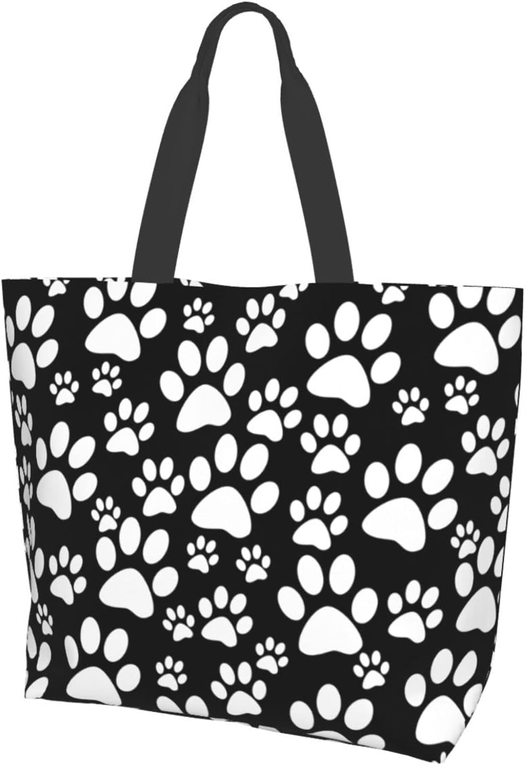 Dog Paws Canvas Tote Bag Large Women Casual Shoulder Bag Handbag, Reusable Multipurpose Heavy Duty Shopping Grocery Shoulder Bag for Outdoors.