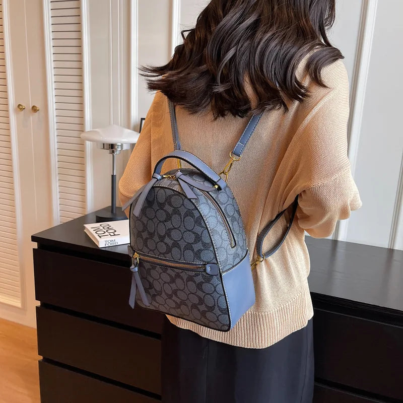 Girl Luxury Vintage Leather Backpack Women'S Stylish Backpacks Brown Shoulde Bag Travel Backpack Beige PVC Faux Leather Backpack