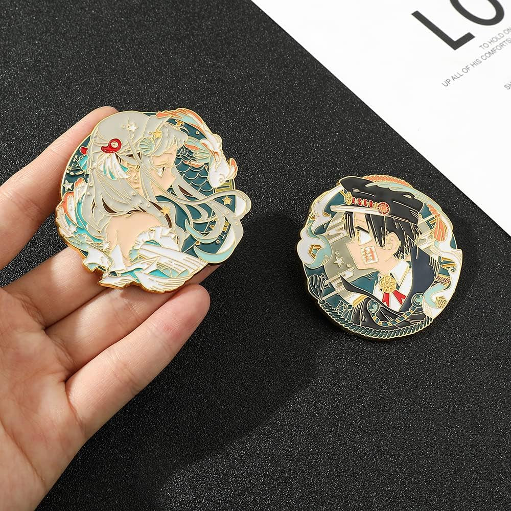 2Pcs Toilet Bound Hanako Kun Pins Set, Anime Manga Yashiro Nene Hanako Kun Merch Metal Enamel Pins Set, Brooch Lapel Pins for Backpack Bag Accessories, Anime Fans Collection Gifts