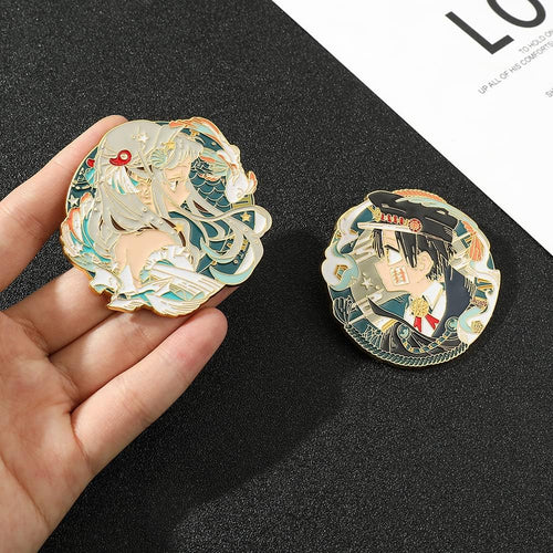 2Pcs Toilet Bound Hanako Kun Pins Set, Anime Manga Yashiro Nene Hanako Kun Merch Metal Enamel Pins Set, Brooch Lapel Pins for Backpack Bag Accessories, Anime Fans Collection Gifts