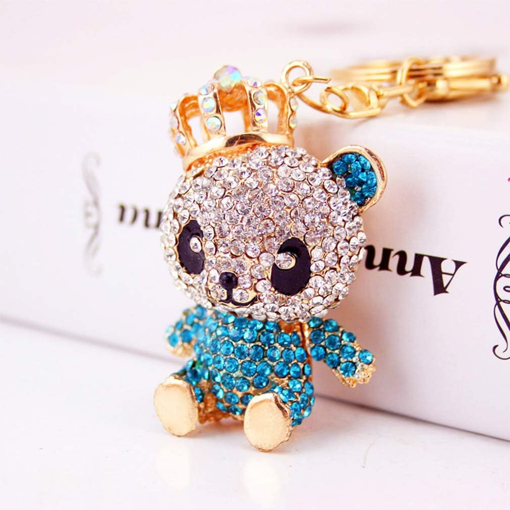 Cute Panda Shape Crystal Rhinestone Sparkling Keychain Bag Pendant Handbag Charm for Women Girls