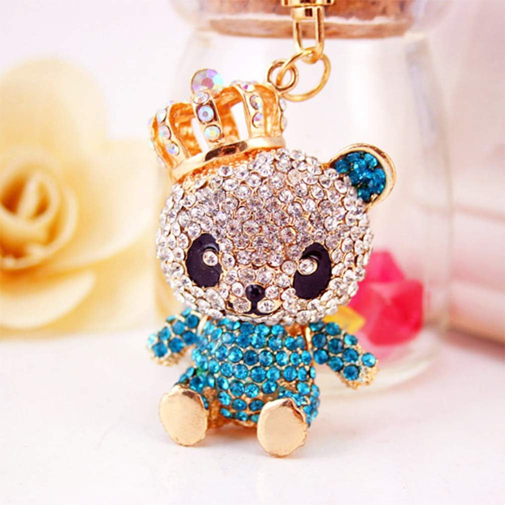 Cute Panda Shape Crystal Rhinestone Sparkling Keychain Bag Pendant Handbag Charm for Women Girls