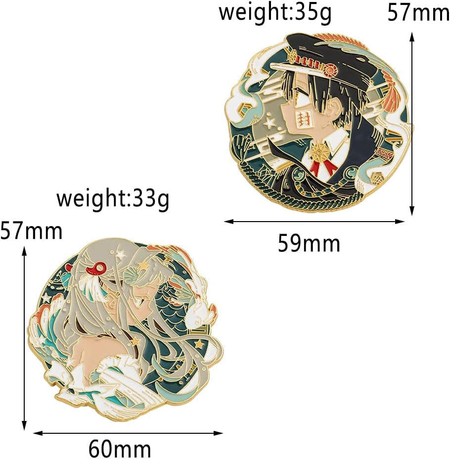 2Pcs Toilet Bound Hanako Kun Pins Set, Anime Manga Yashiro Nene Hanako Kun Merch Metal Enamel Pins Set, Brooch Lapel Pins for Backpack Bag Accessories, Anime Fans Collection Gifts