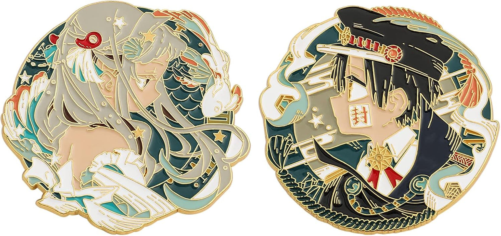 2Pcs Toilet Bound Hanako Kun Pins Set, Anime Manga Yashiro Nene Hanako Kun Merch Metal Enamel Pins Set, Brooch Lapel Pins for Backpack Bag Accessories, Anime Fans Collection Gifts