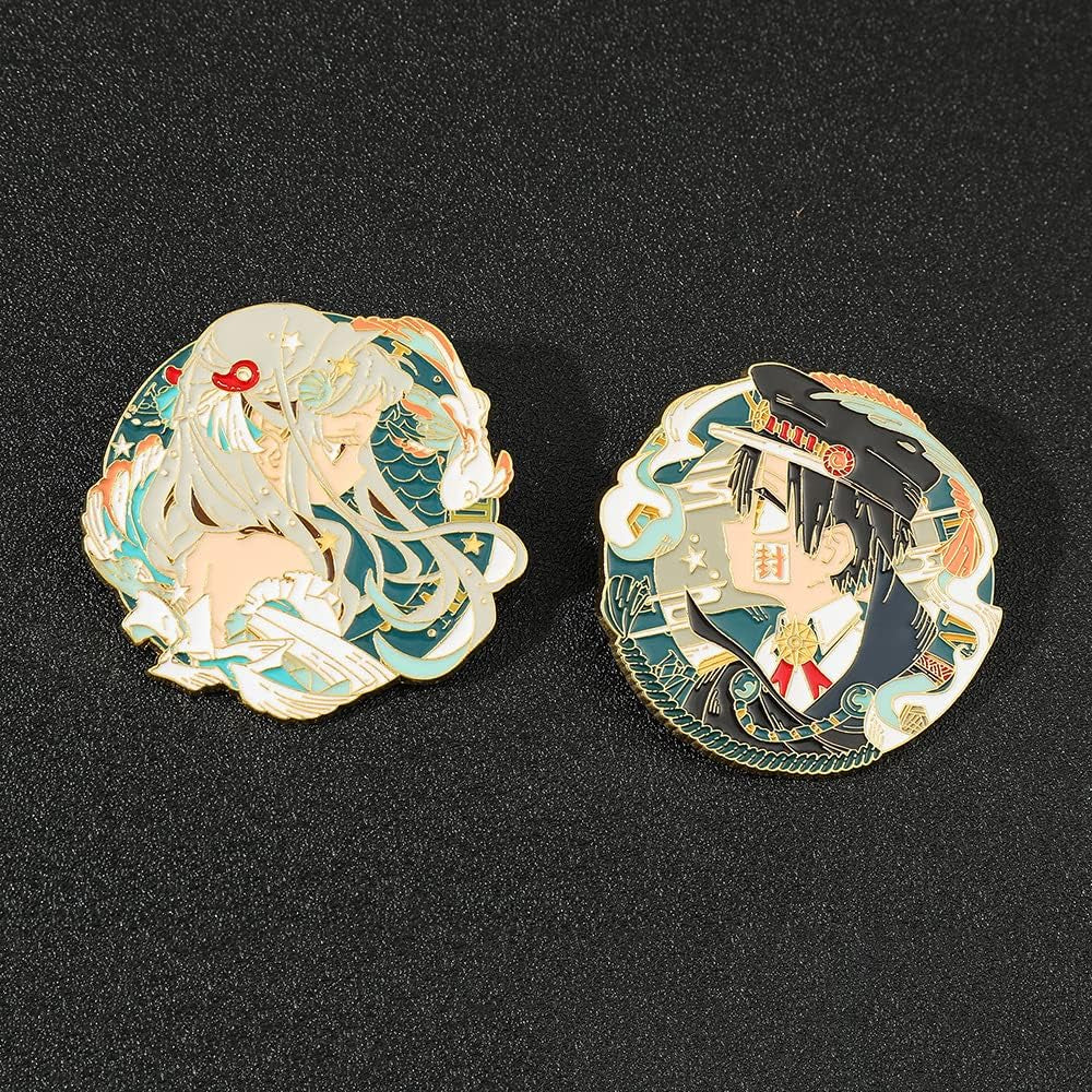 2Pcs Toilet Bound Hanako Kun Pins Set, Anime Manga Yashiro Nene Hanako Kun Merch Metal Enamel Pins Set, Brooch Lapel Pins for Backpack Bag Accessories, Anime Fans Collection Gifts
