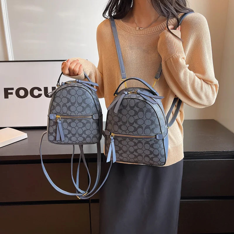 Girl Luxury Vintage Leather Backpack Women'S Stylish Backpacks Brown Shoulde Bag Travel Backpack Beige PVC Faux Leather Backpack