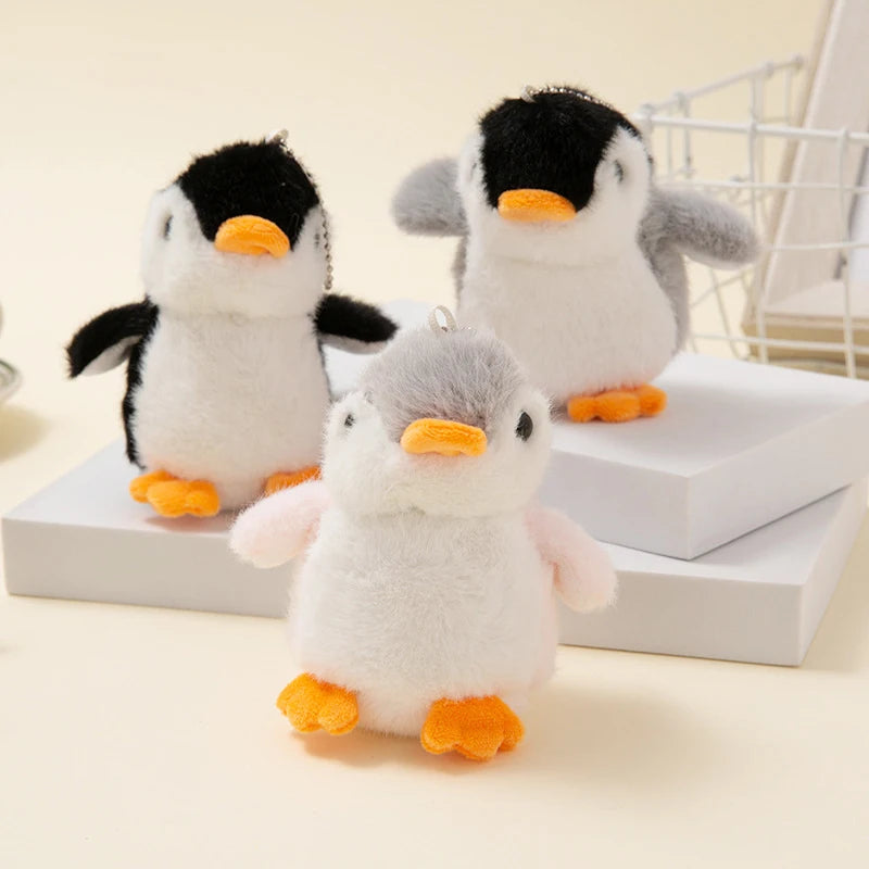 Plush Soft Stuffed Toy Keychains Cute Cartoon Penguin Doll Bag Charms Pendant Accessories Car Keyrings for Girls Kawaii Gift