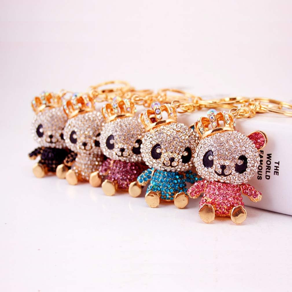 Cute Panda Shape Crystal Rhinestone Sparkling Keychain Bag Pendant Handbag Charm for Women Girls